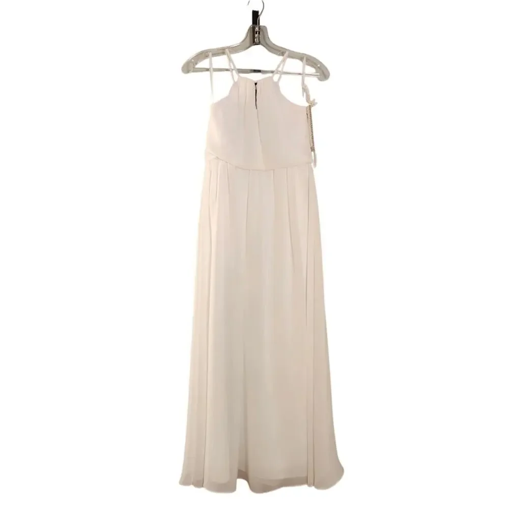 CHRISTINA WU NWT White Chiffon Halter Dress, Girls Size 10